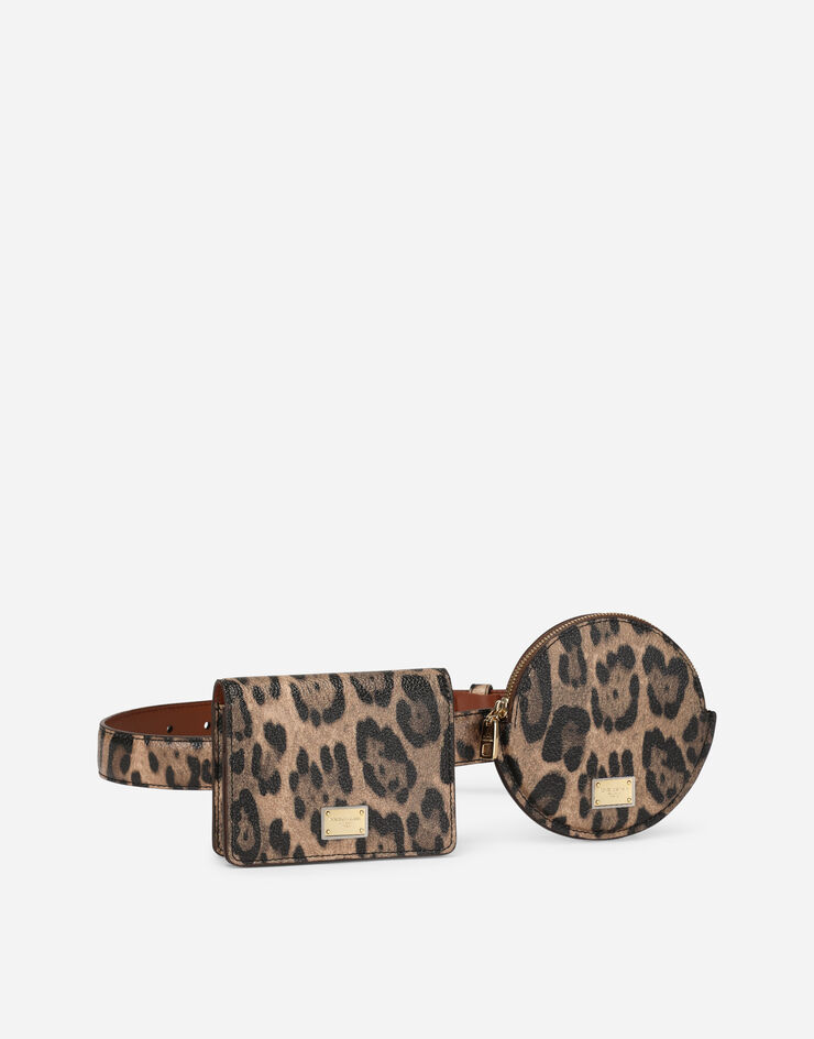 Dolce & Gabbana Ремень из материала Crespo с леопардовым принтом с мини-сумочками разноцветный BE1425AW384