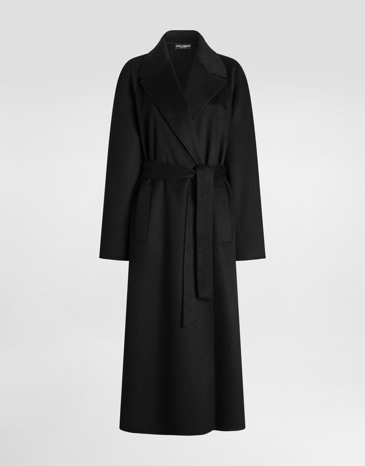 Dolce & Gabbana Double-breasted cashmere trench coat Black F0W6JTHU2BX