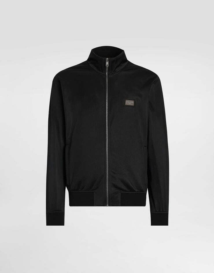 Dolce & Gabbana Technical jersey sweatshirt with branded tag Black G9ABKTHU7B0