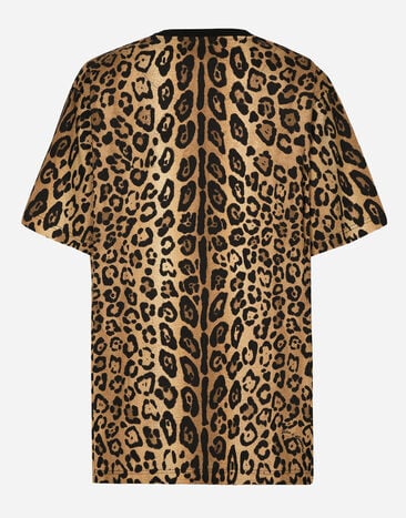 Dolce & Gabbana Short-sleeved leopard-print jersey T-shirt Multicolor I8ABWWG7BPW