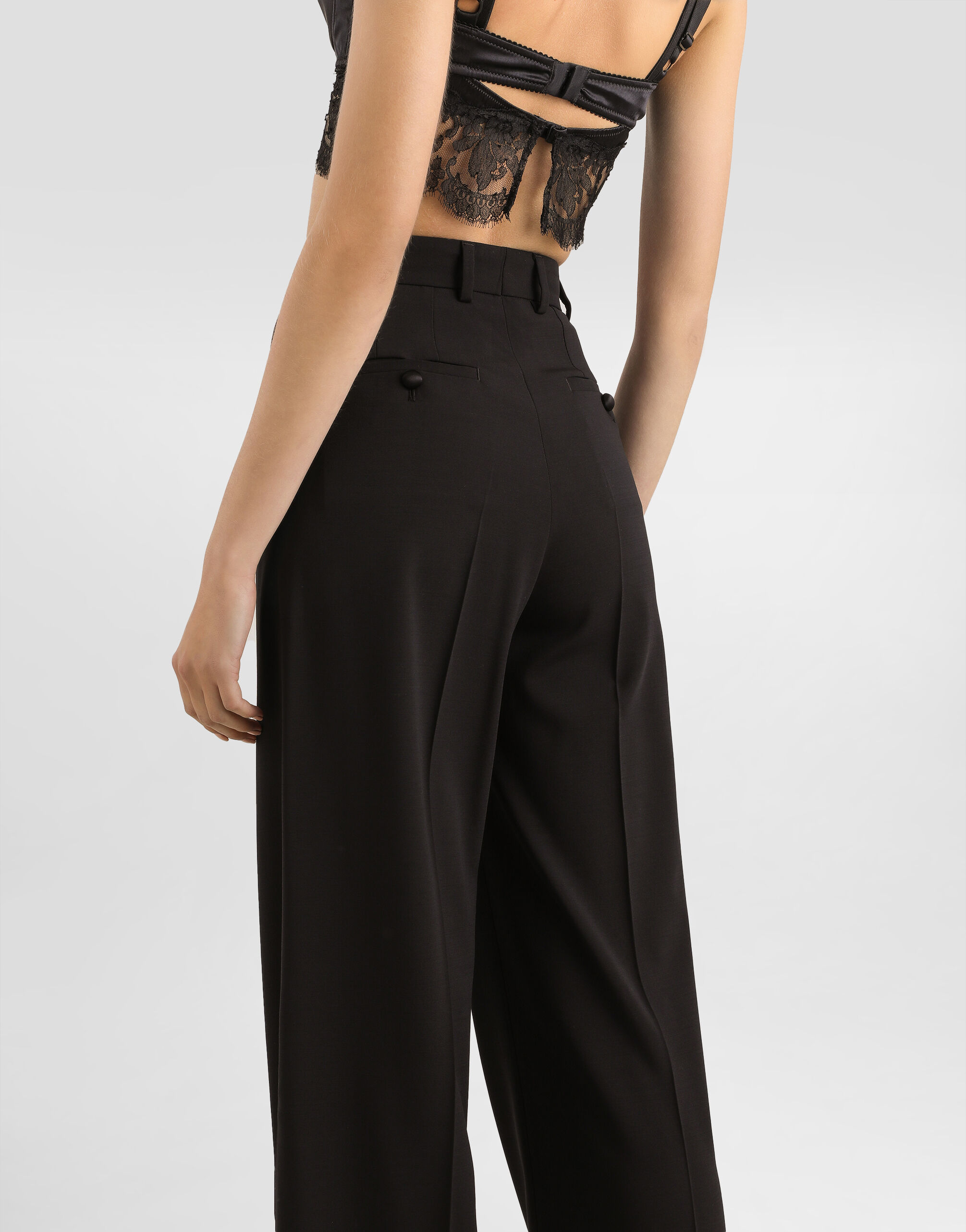 Flared woolen pants in Black for Women | Dolce&Gabbana® US