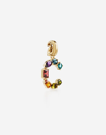 Dolce & Gabbana Charm C Lettering 18kt yellow gold and multicolored gems Gold WANR2GWMIXC