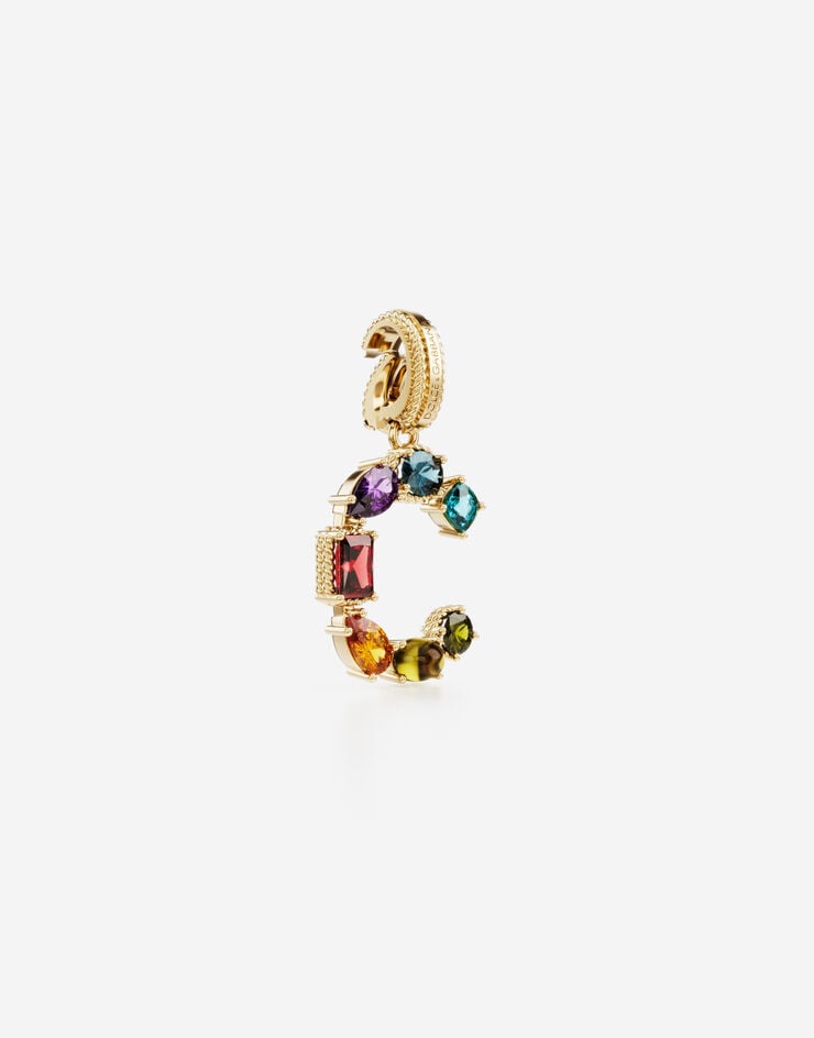 Dolce & Gabbana Подвеска в форме буквы C Rainbow alphabet из желтого золота 18 карат с разноцветными камнями ЗОЛОТОЙ WANR2GWMIXC