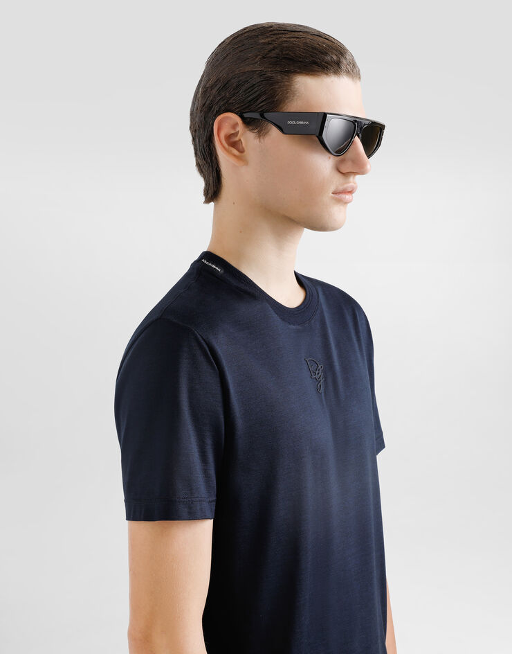 Dolce & Gabbana Silk T-shirt with logo Grey G8RN8ZFU75F