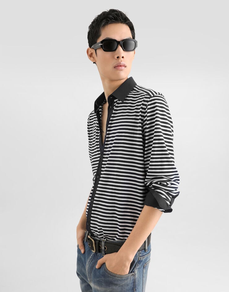 Dolce & Gabbana Striped jersey gold shirt Dolce & Gabbana Striped jersey gold shirt Multicolor G5OX1ZFBGAV