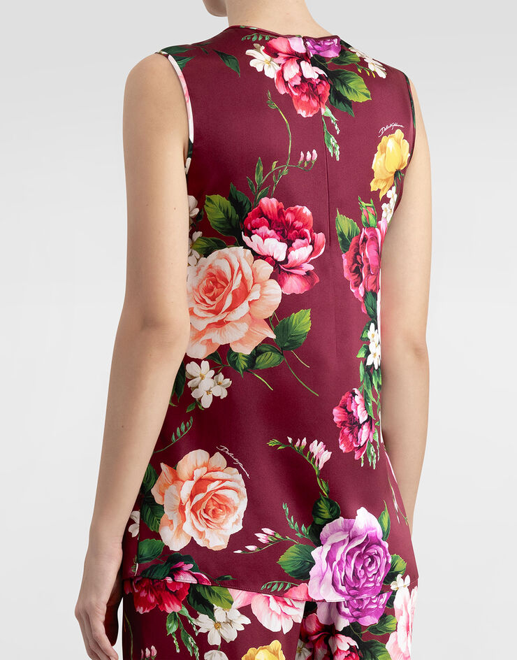 Dolce & Gabbana Rose-print satin top Multicolor I7R08WIS11B