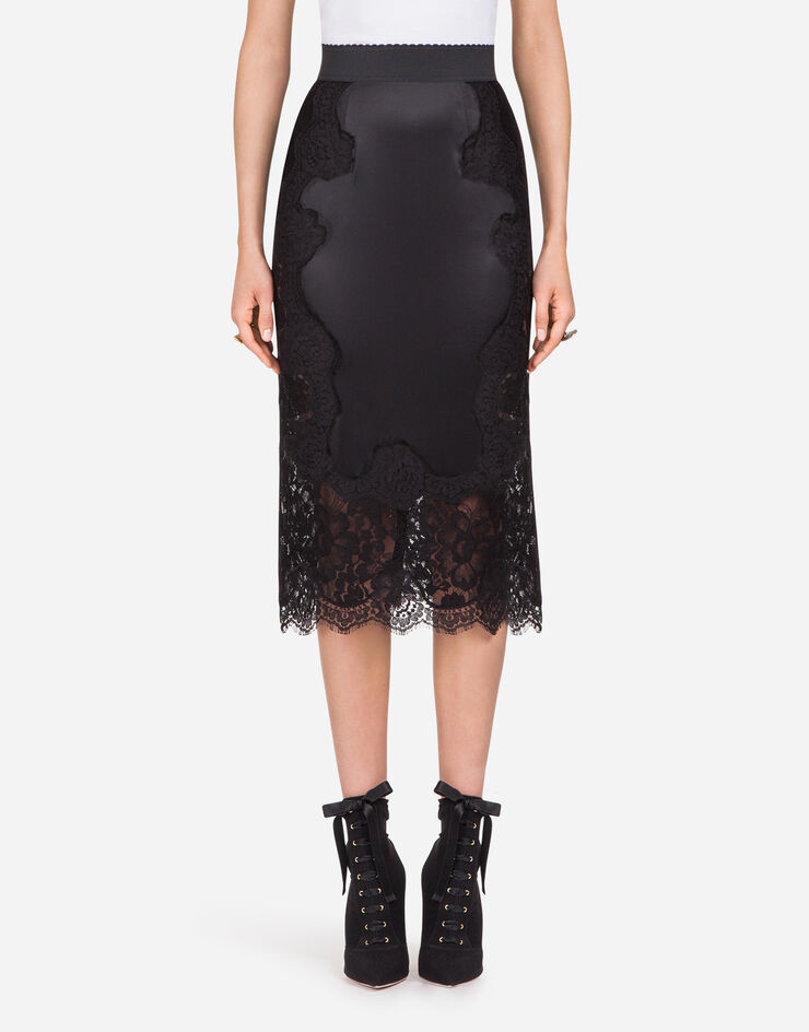 Dolce&Gabbana スカート サテン ブラック F4BHCTFURAG