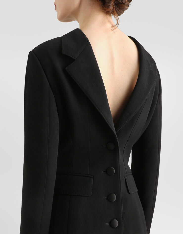 Dolce & Gabbana جاكيت من كريب صوف مزدوج أسود F27BXTFU2L8