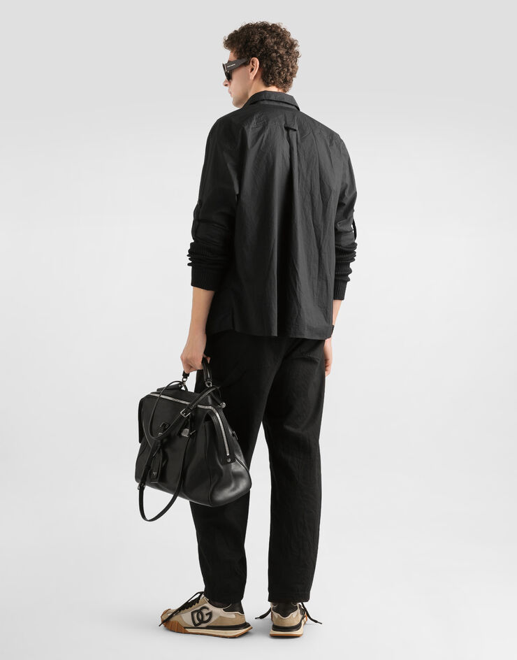 Dolce & Gabbana Ribbed cotton serafino t-shirt Black G8TF3THU7WR