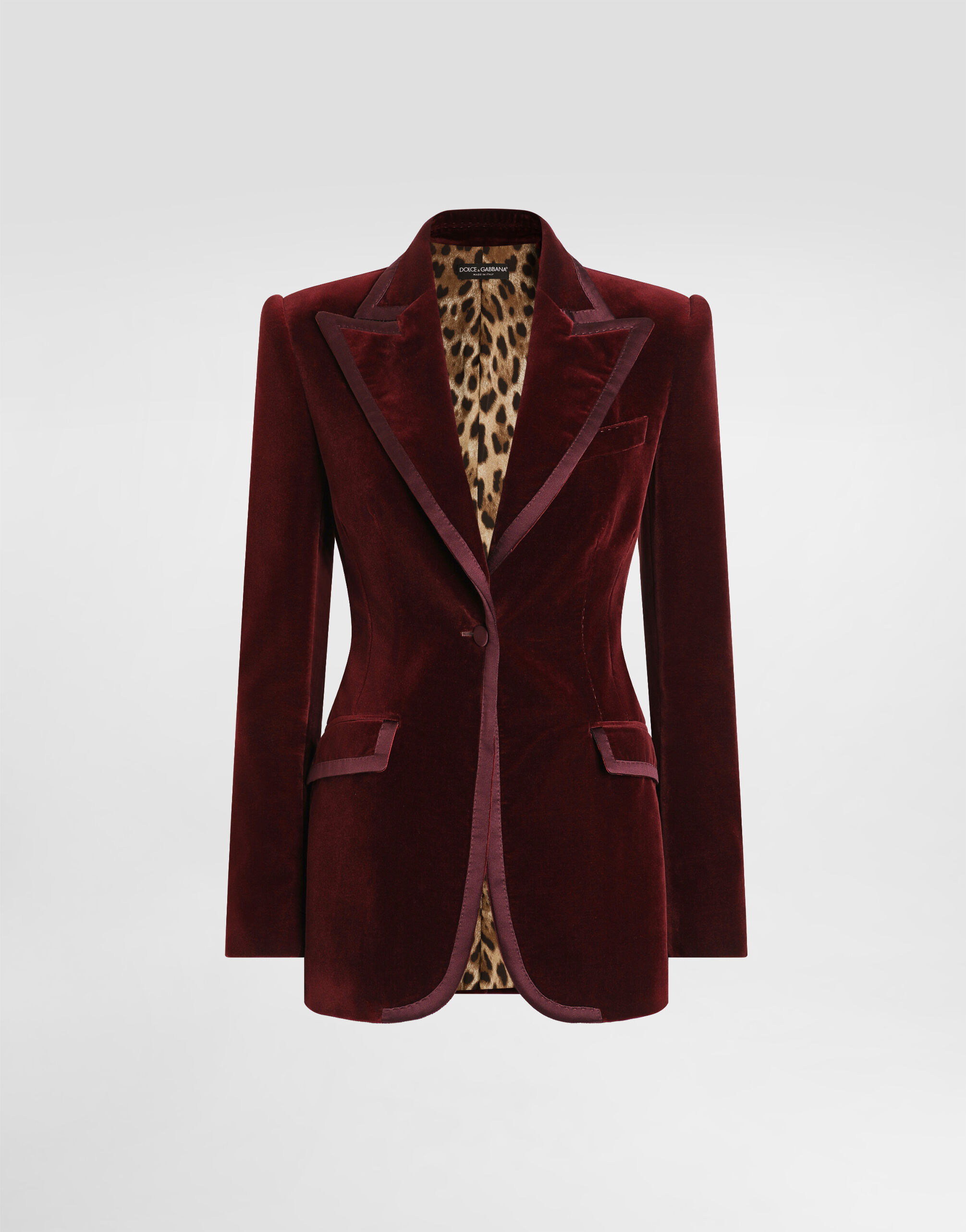 Turlington single-breasted jacket in velvet in Purple for Women