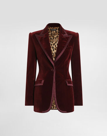 Dolce & Gabbana Turlington single-breasted jacket in velvet Purple F2JATTFUVG7
