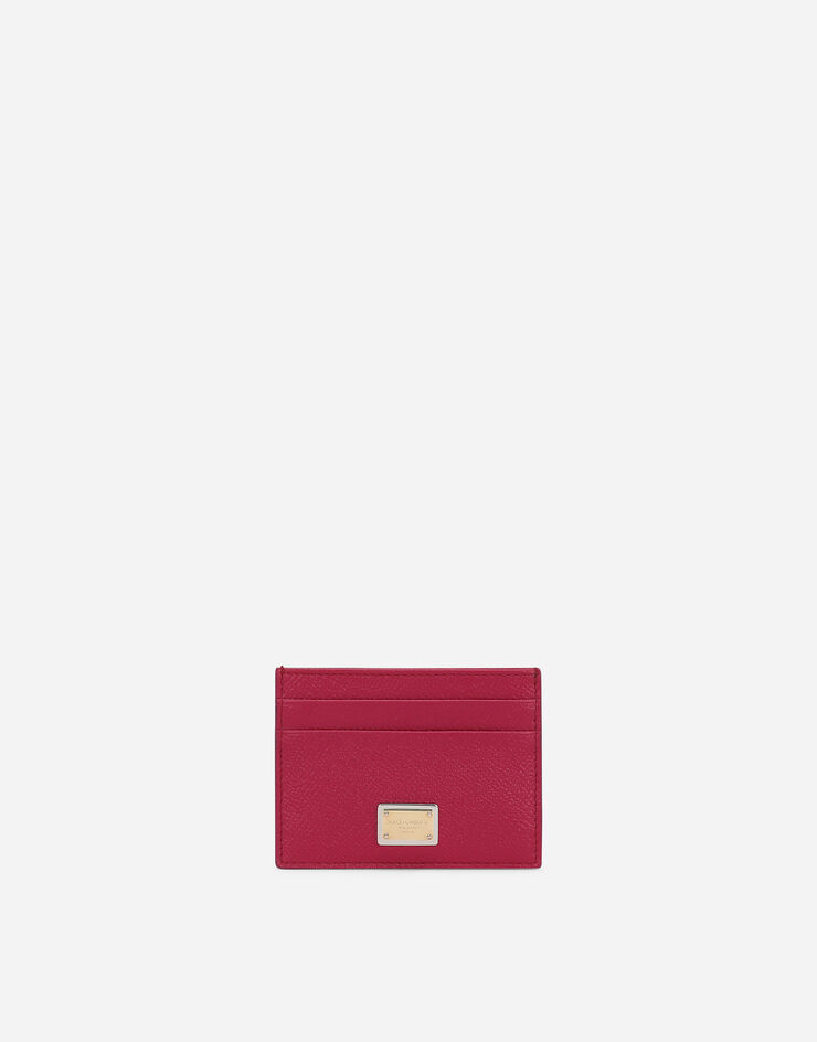 Dolce & Gabbana Porte-cartes en cuir de veau Dauphine Fuchsia BI0330A1001