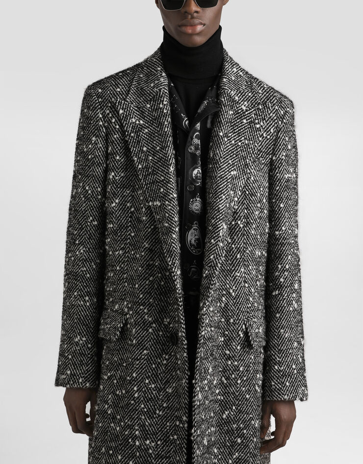 Dolce & Gabbana Double-breasted herringbone wool blend coat Multicolor G052WTFCMC6