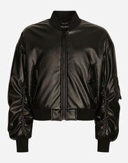 Dolce&Gabbana Faux leather jacket with logo tag Grey G041KTGG914