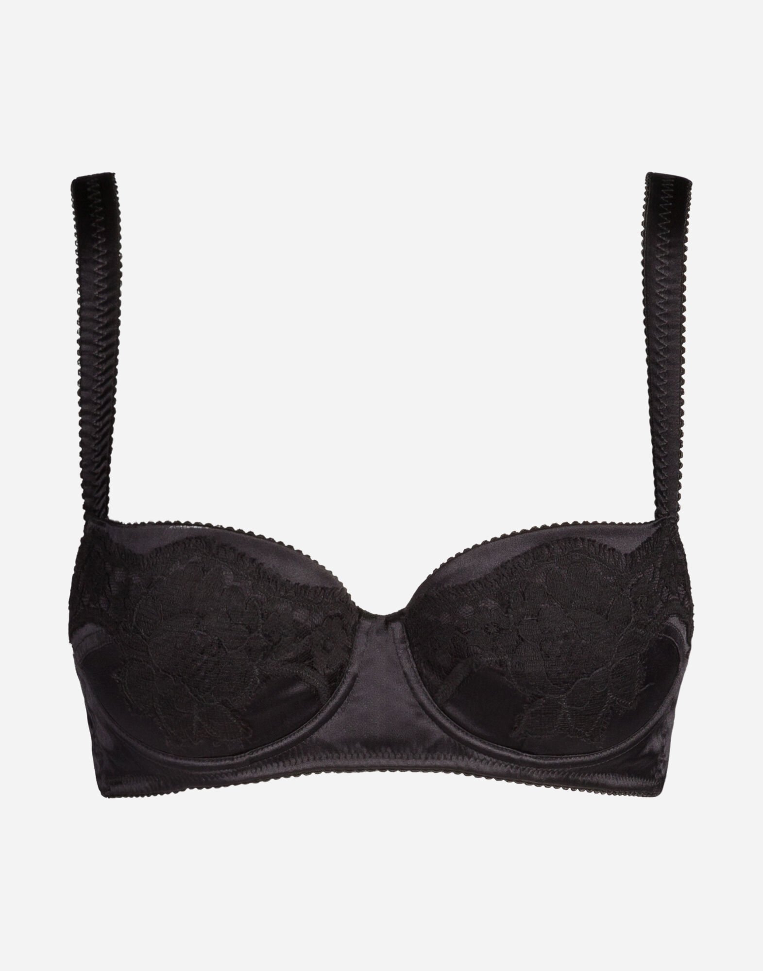 Dolce & Gabbana Padded balcony bra in satin with lace Black FTAG1TG9921