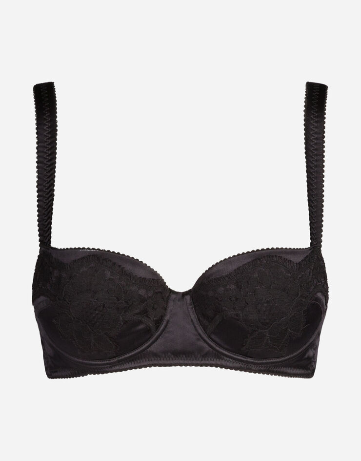 Dolce & Gabbana Soutien-gorge balconnet rembourré en satin avec dentelle Noir O1A19TFUADG