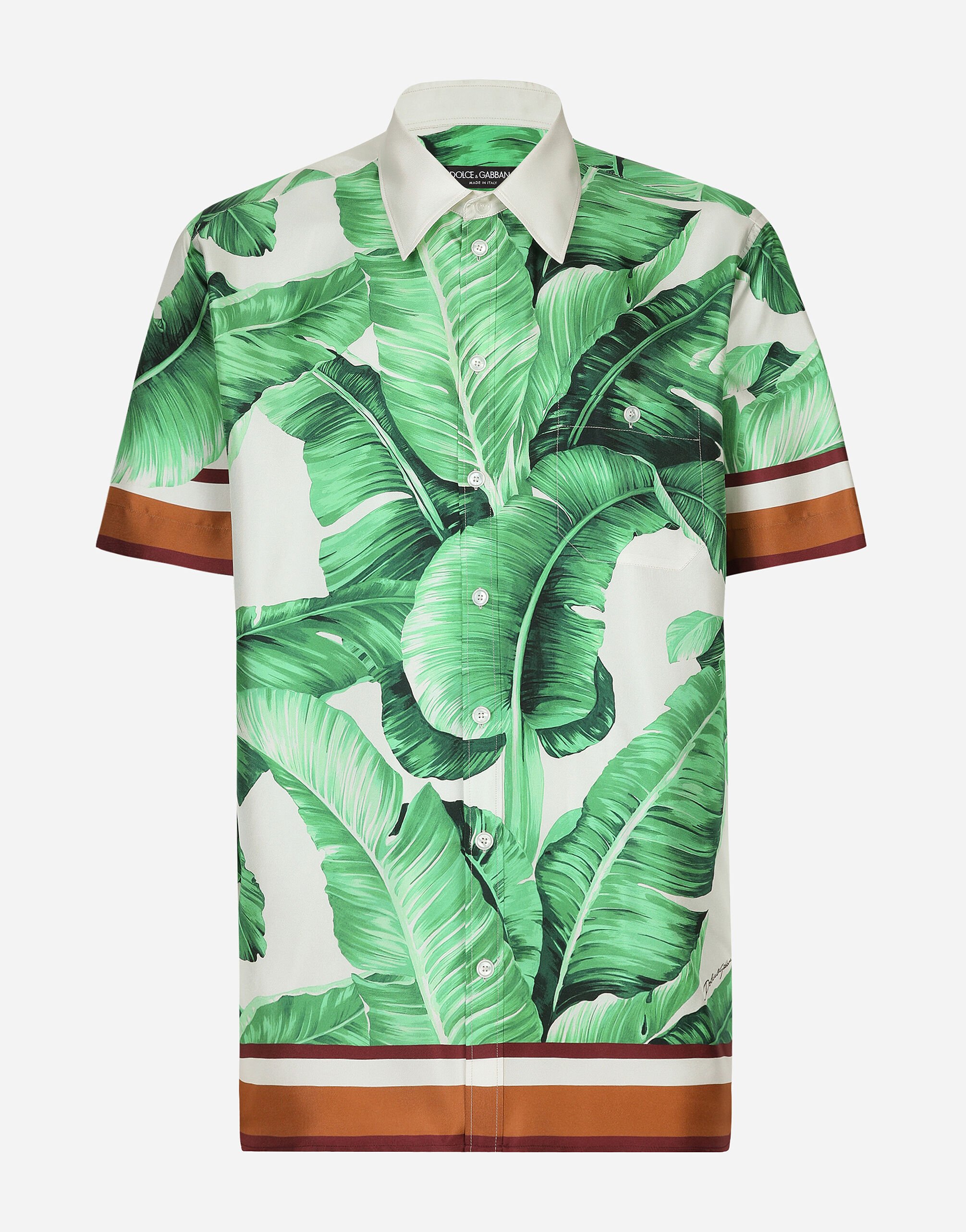 Dolce & Gabbana Silk Hawaiian shirt with banana tree print Print G5IF1THI1QA