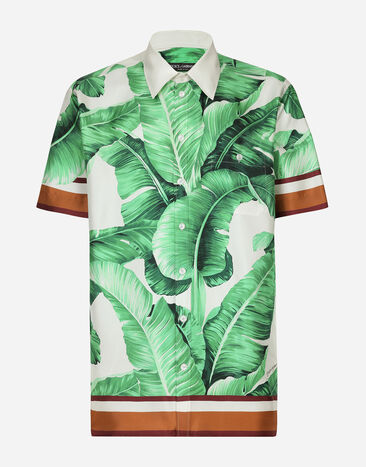 Dolce & Gabbana قميص هاواي حرير بطبعة شجرة موز مطبعة G5JM8TFS4HS