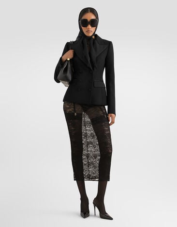 Dolce & Gabbana سترة مزدوجة الصدر من كادي صوف أسود F27JKTHUMUS