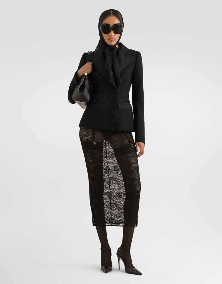 Dolce & Gabbana سترة مزدوجة الصدر من كادي صوف Dolce & Gabbana سترة مزدوجة الصدر من كادي صوف أسود F27JKTHUMUS