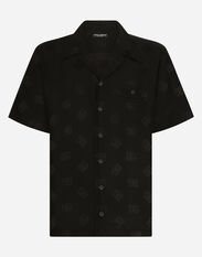 Dolce & Gabbana Silk jacquard Hawaiian shirt with DG Monogram Black G5KF1TFJ6BR