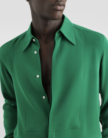 Dolce & Gabbana Crêpe de chine gold shirt Green G5PD7TFU1U7