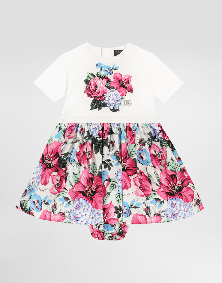 Dolce & Gabbana Printed poplin and jersey dress Multicolor L2JD9RG7O9N