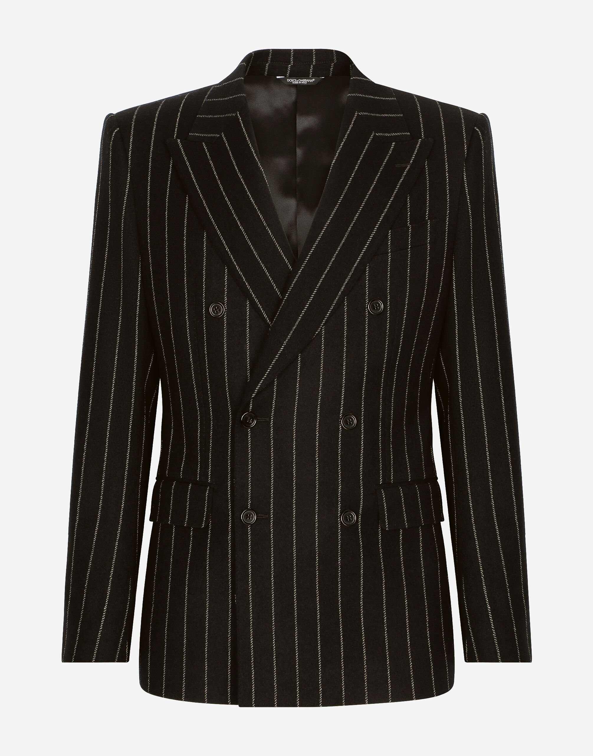 Dolce&Gabbana Double-breasted jacket in pinstripe stretch wool Multicolor G2QU6TFRBCH