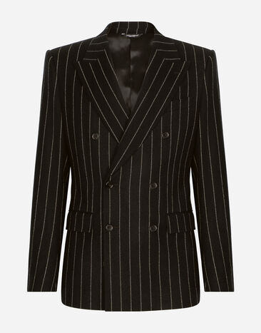 Dolce & Gabbana Double-breasted jacket in pinstripe stretch wool Blue G2QU6TFR20J