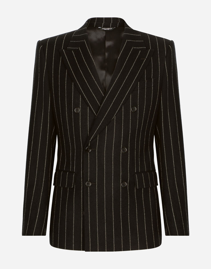 Dolce&Gabbana Double-breasted jacket in pinstripe stretch wool Multicolor G2QU4TFRMD4