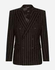 Dolce & Gabbana Double-breasted jacket in pinstripe stretch wool Black GVCRATIS1RF