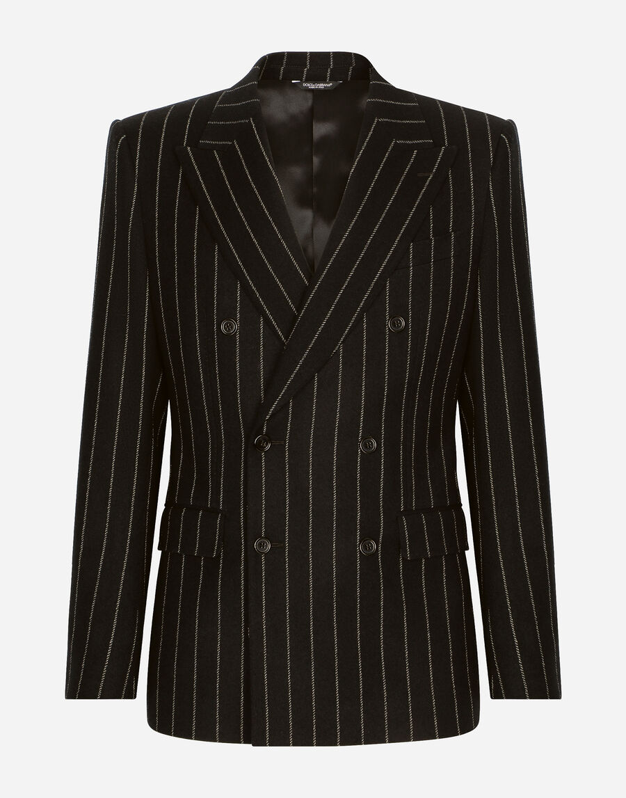 Double-breasted jacket in pinstripe stretch wool