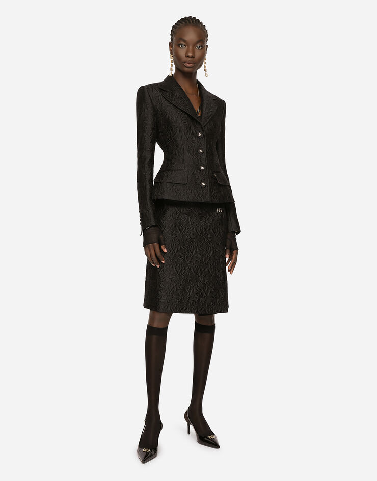 Dolce & Gabbana Single-breasted floral jacquard jacket Black F26S2THJMOK