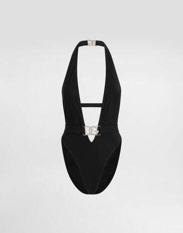 Dolce & Gabbana Costume intero scollato con cintura Nero O9B74JONO12