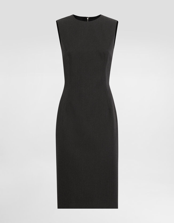 Dolce & Gabbana Longuette-Schlauchkleid aus Wollstoff Grau F6TKATFU287
