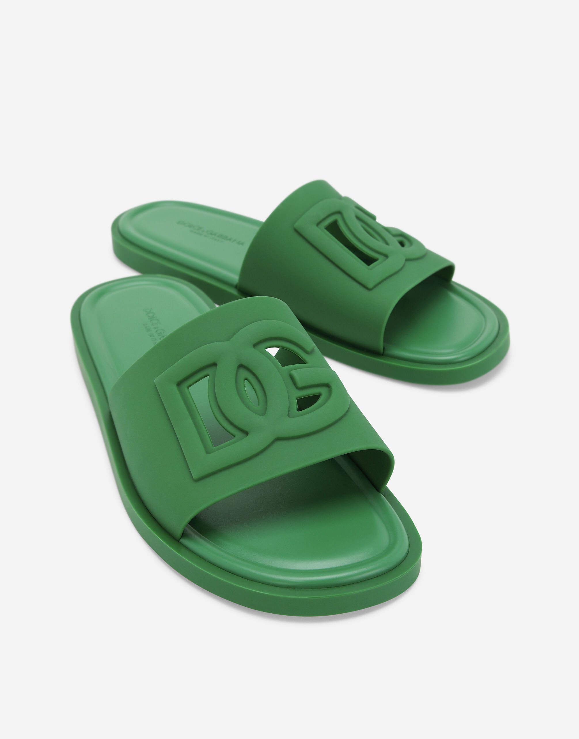 Rubber beachwear sliders in Green for Men | Dolce&Gabbana® US