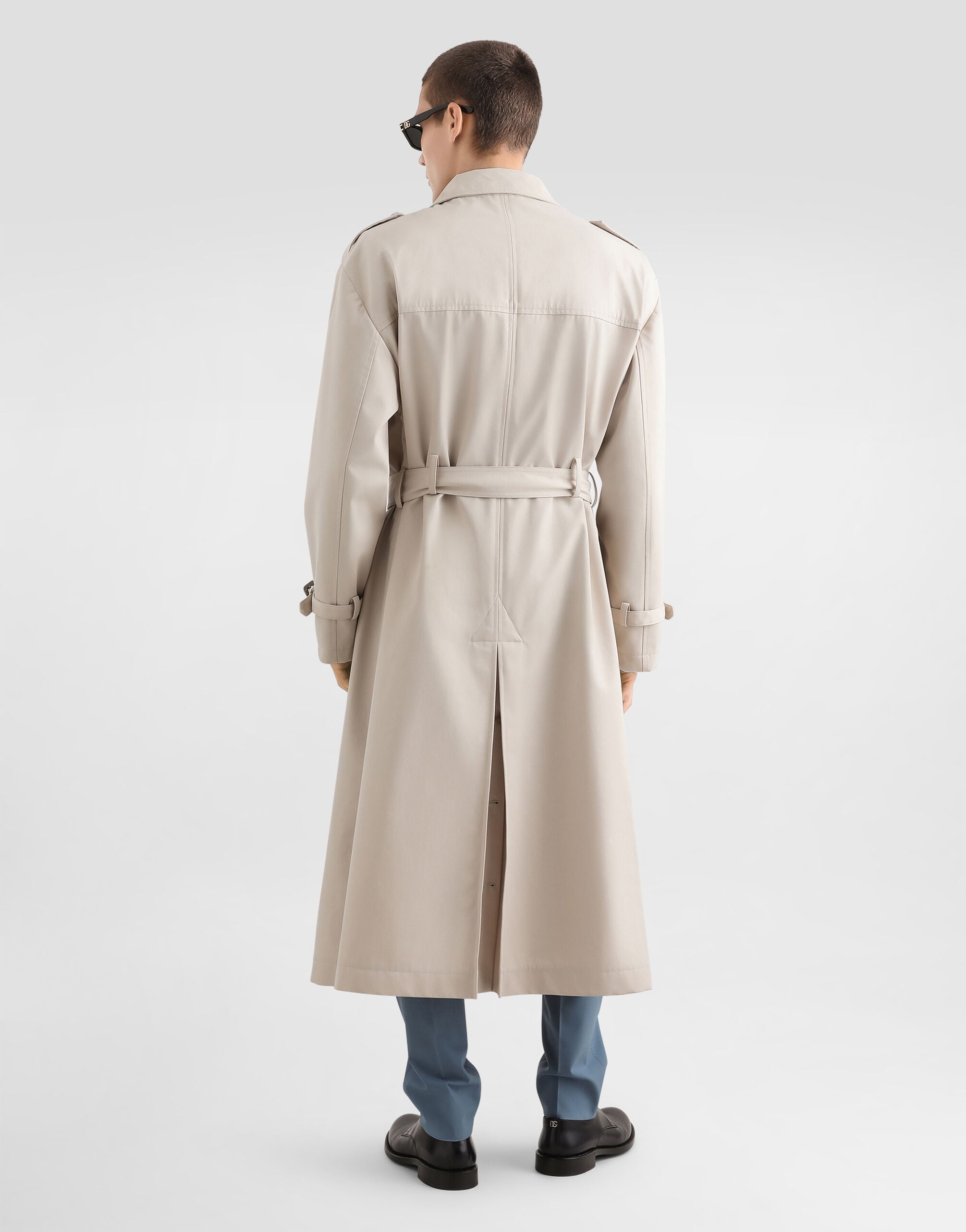 Double-breasted wool poplin jacket in Azure for Men | Dolce&Gabbana®