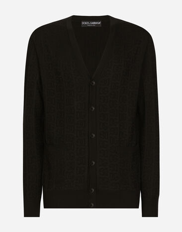 Dolce & Gabbana Cardigan en soie à logo DG Noir GXV01TJBSKE