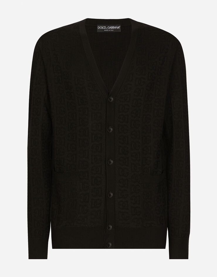 Dolce & Gabbana Cardigan en soie à logo DG Noir GXV01TJBSKE