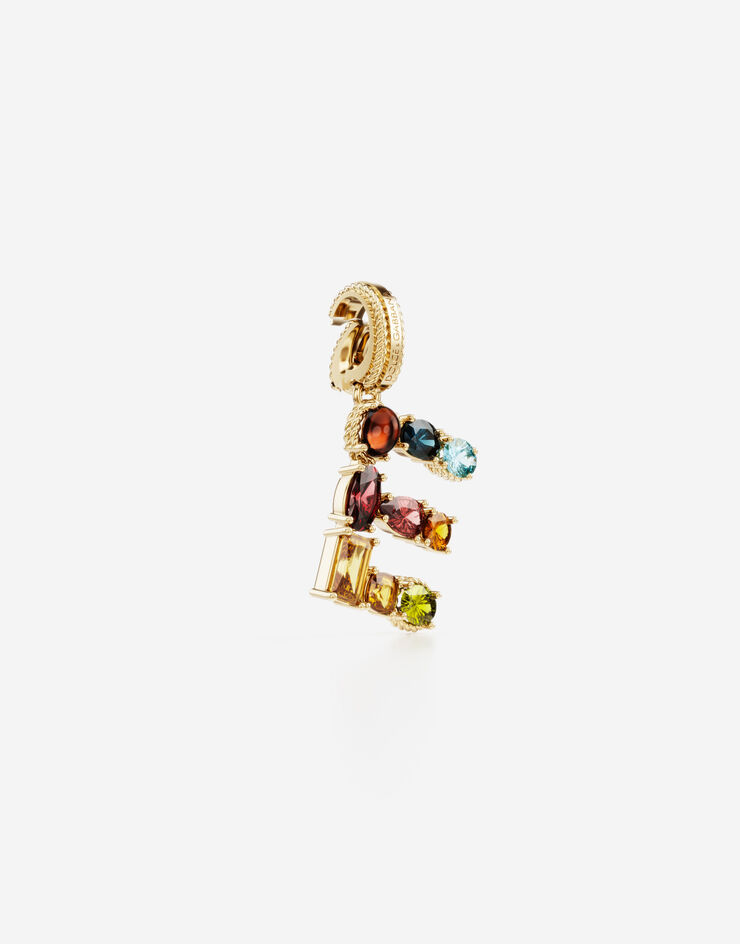 Dolce & Gabbana Rainbow alphabet E 18 kt yellow gold charm with multicolor fine gems Gold WANR2GWMIXE