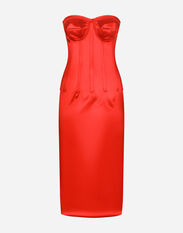 Dolce & Gabbana Satin calf-length dress with corset details Red F772CTHLMU0
