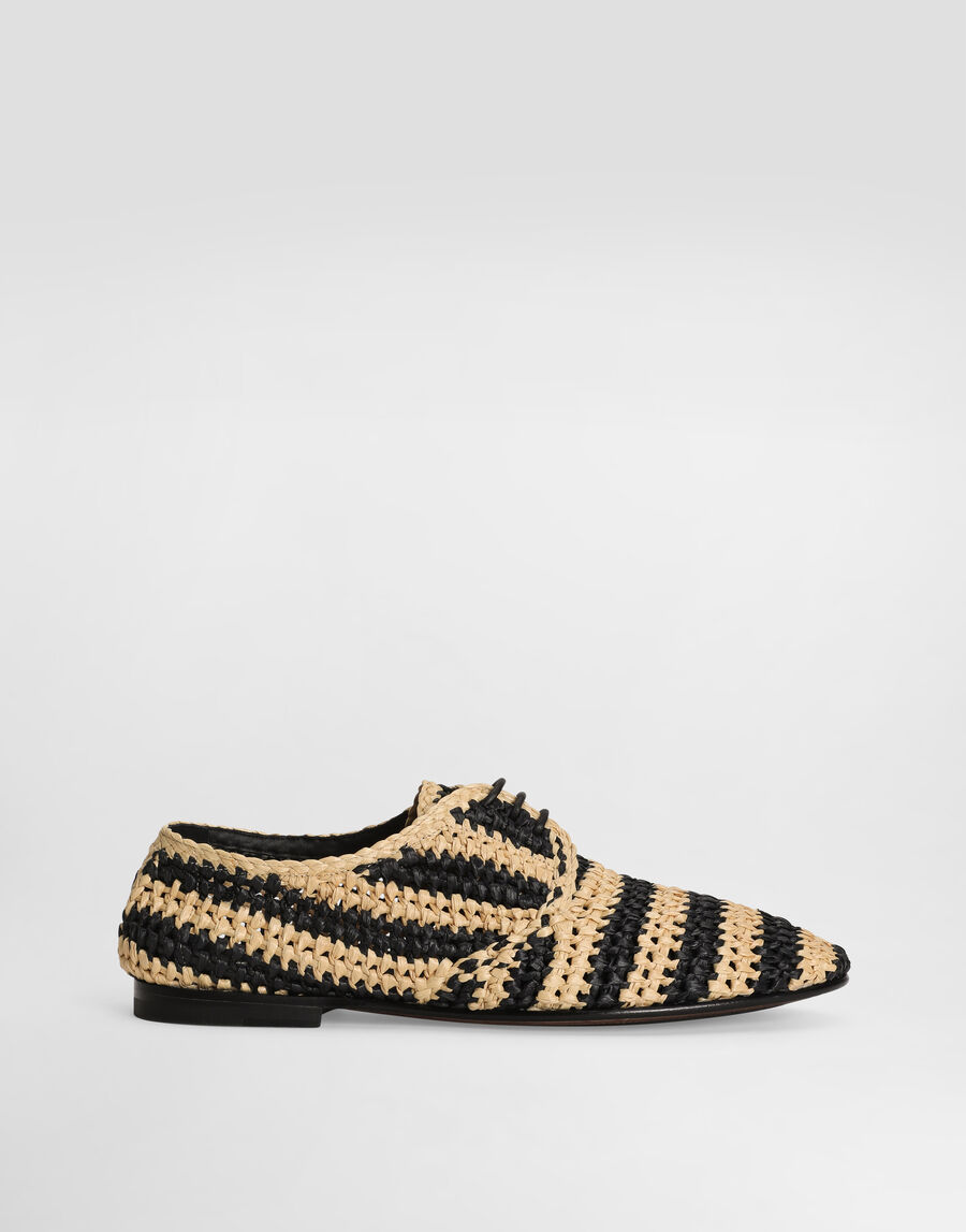 Woven raffia Derby shoes
