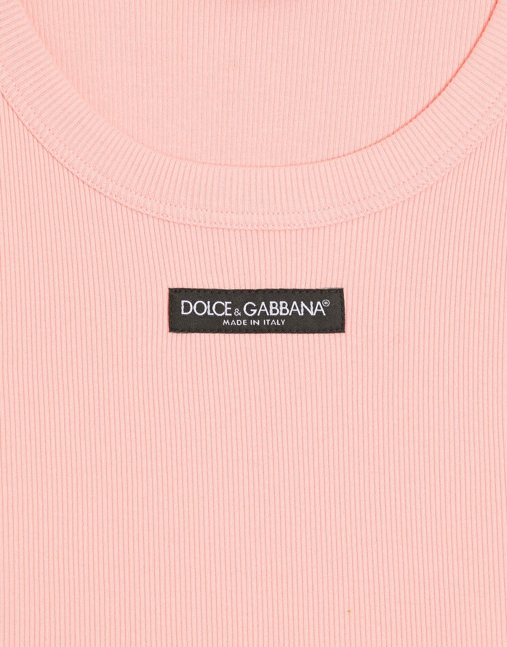 Dolce & Gabbana توب كت قصير من قطن بشعار Pink F8W40TGDDVK