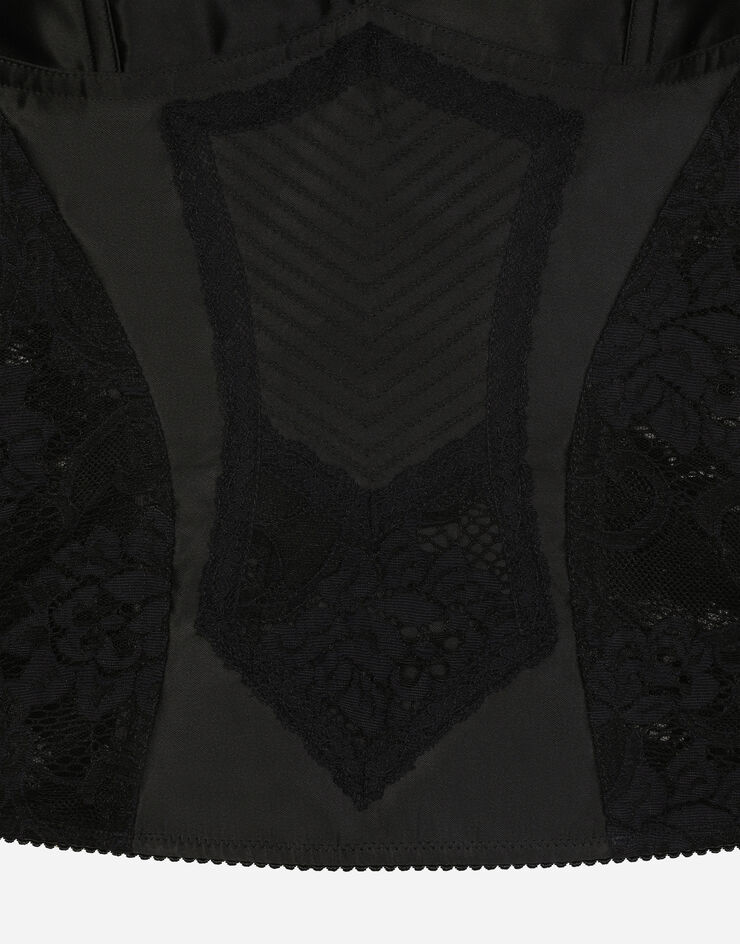 Dolce & Gabbana 蕾丝与缎布束身上衣 黑 F7AC6TGDCL9