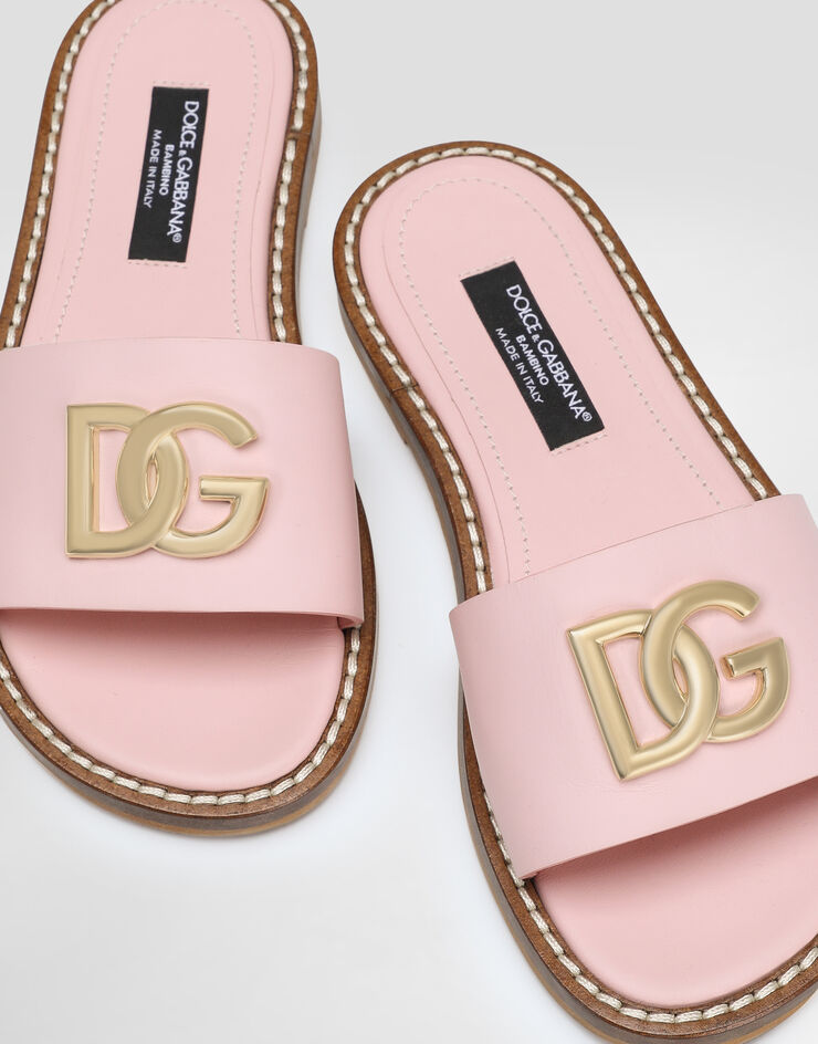 Dolce & Gabbana Ciabatta flat in pelle di vitello Rosa D11340A1223