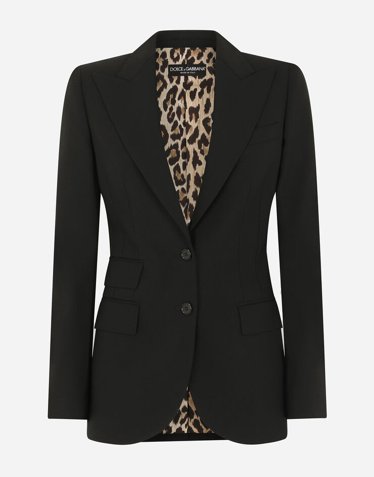 Dolce & Gabbana Chaqueta Turlington de cierre recto en tela de lana Negro F29Z8TFUBAJ