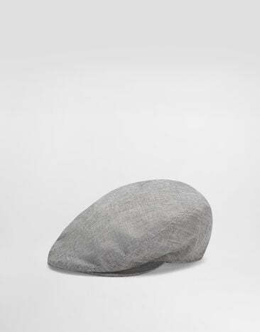 Dolce & Gabbana Flat cap in washed linen canvas Grey GH587AFU4MF