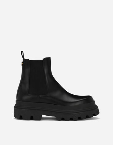 Dolce & Gabbana حذاء بوت تشيلسي من جلد عجل مصقول أسود A10703A1203