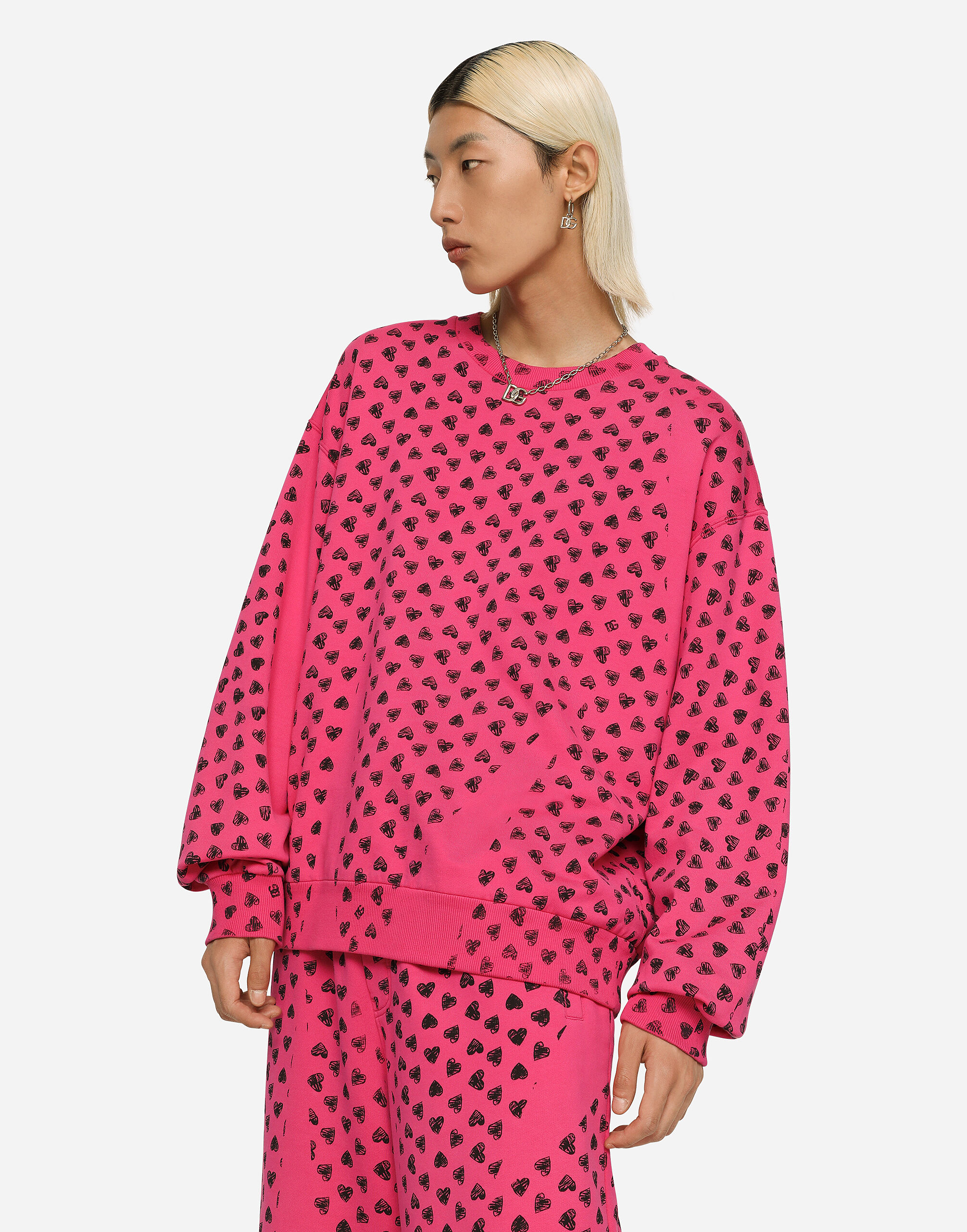 Dolce & Gabbana ハートプリント スウェットシャツ マルチカラーのメンズ クルーネックスウェットシャツ ジャージー