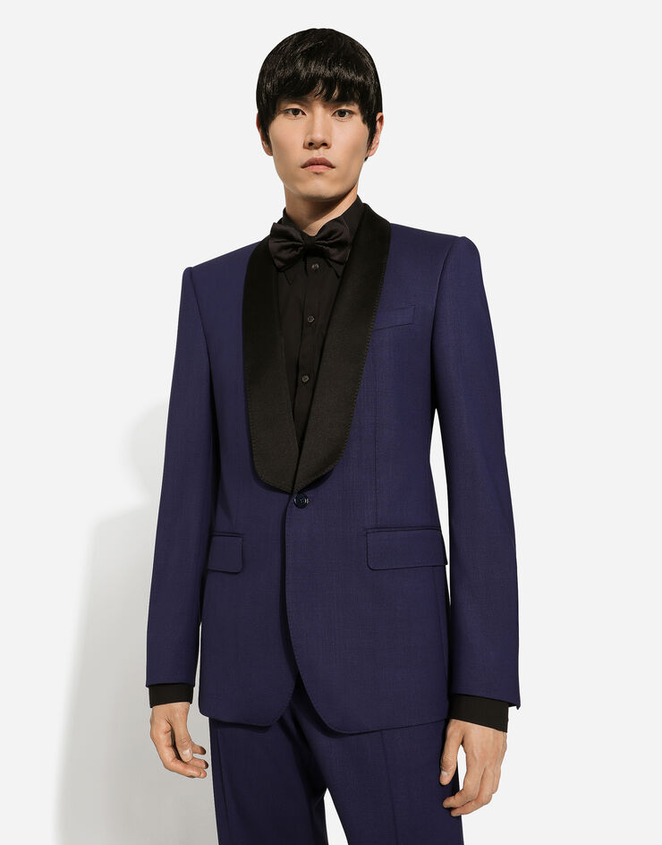 Dolce & Gabbana Single-breasted jacket with shawl collar Blue G2TD7TFUBE7